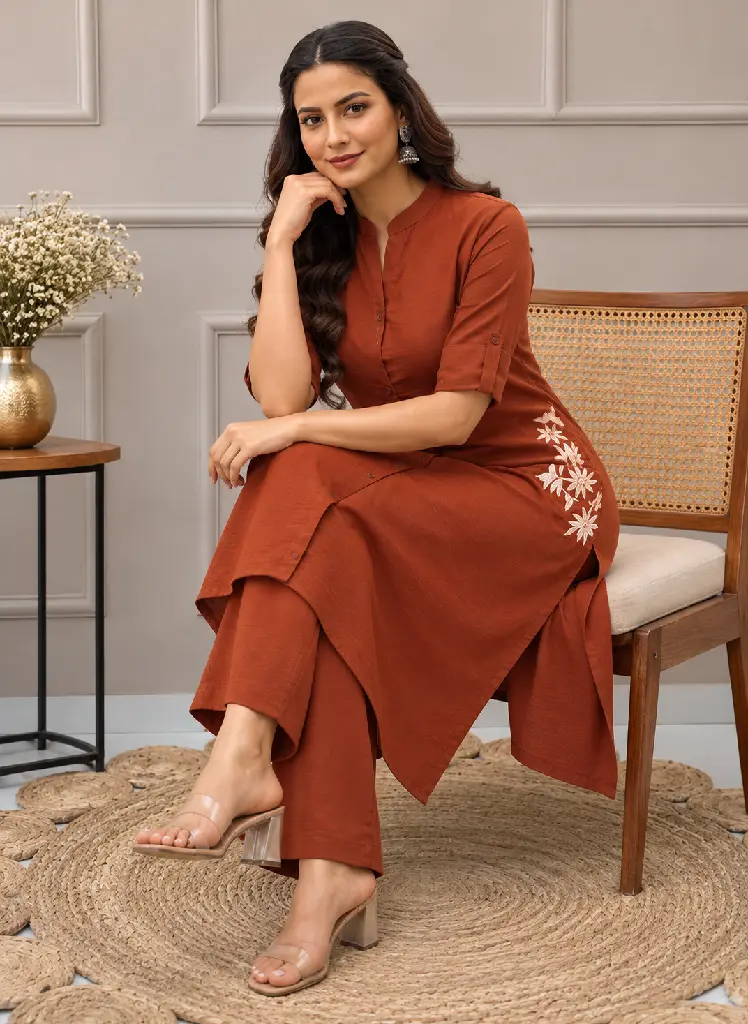Rust Kurta Editorial Portrait.webp